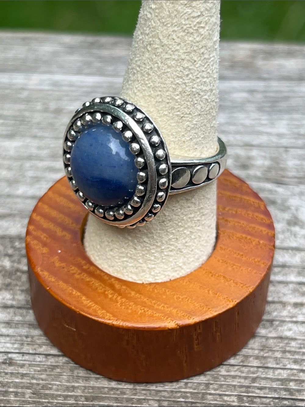Blue Stone Sterling Silver (925) Studded Ring